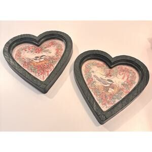 Vintage HOMCO HOME INTERIORS Heart Framed BIRD PRINTS Barbara Mock Cottagecore